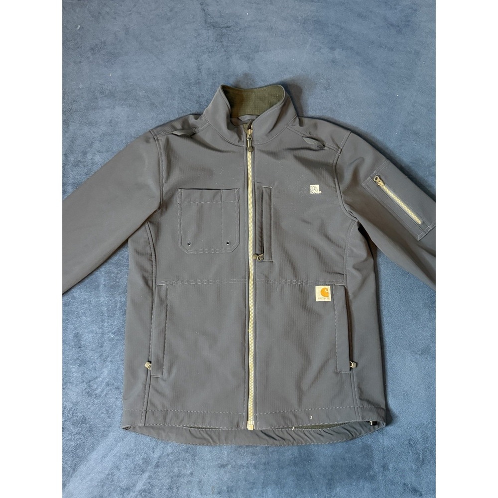Carhartt Jacket Mens Large Black Rough Cut Soft Shell Lined Wind Water Resistant